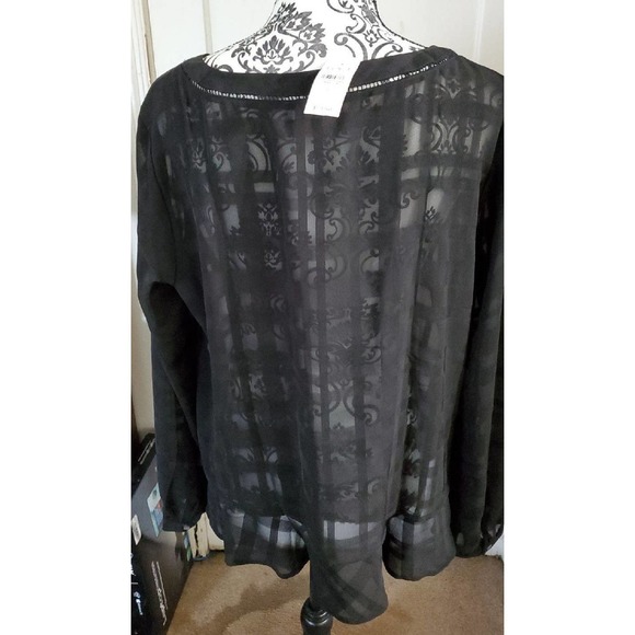 NWT Ann Taylor LOFT black sheer blouse - Picture 5 of 6